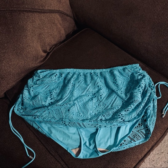 Cacique Crochet Drawstring swim skirt bottom - Picture 5 of 6